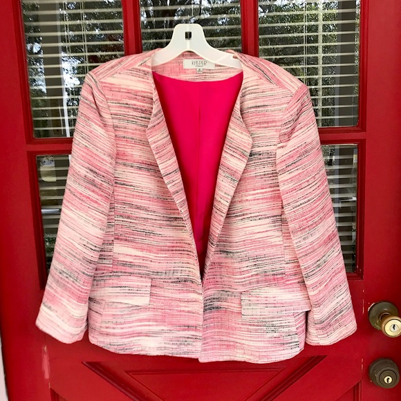 Kasper Jackets & Coats Kasper Separates Pink Tweed Open Front